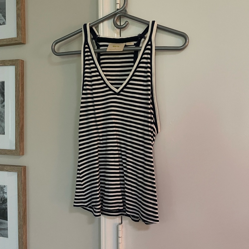 Anthropologie blue and white stripe tank